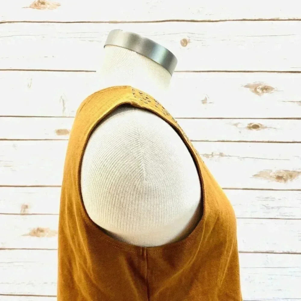 RUBY RD. Women Sleeveless Pullover Round Neck Brown Stretchy Shirt Top Size PM - Picture 6 of 12